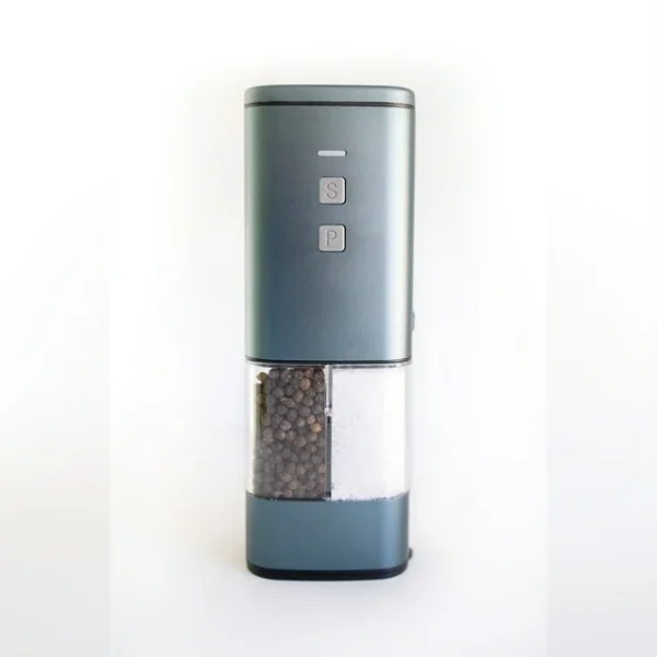 2-in-1 USB Rechargeable Salt and Pepper Grinder – Single Pack Electric Grinder with Adjustable Coarseness, LED Light, and One-Handed Operation – Neutral Color – Saturated Blue - Image 2